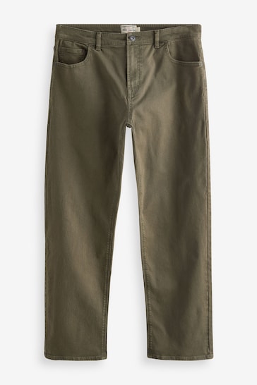 Khaki Green Relaxed Coloured Stretch Jeans
