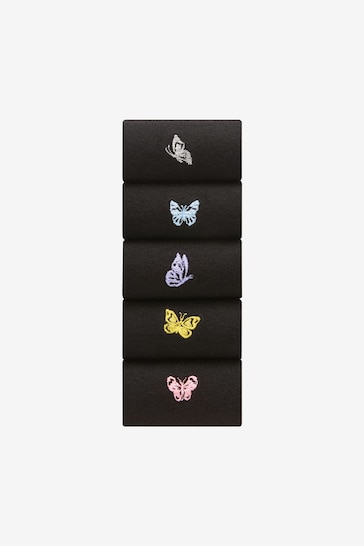 Butterfly Embroidered Motif Ankle Socks 5 Pack