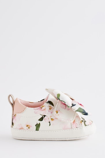 Baker by Ted Baker Baby Girls Floral Organza Bow White Trainer Padders