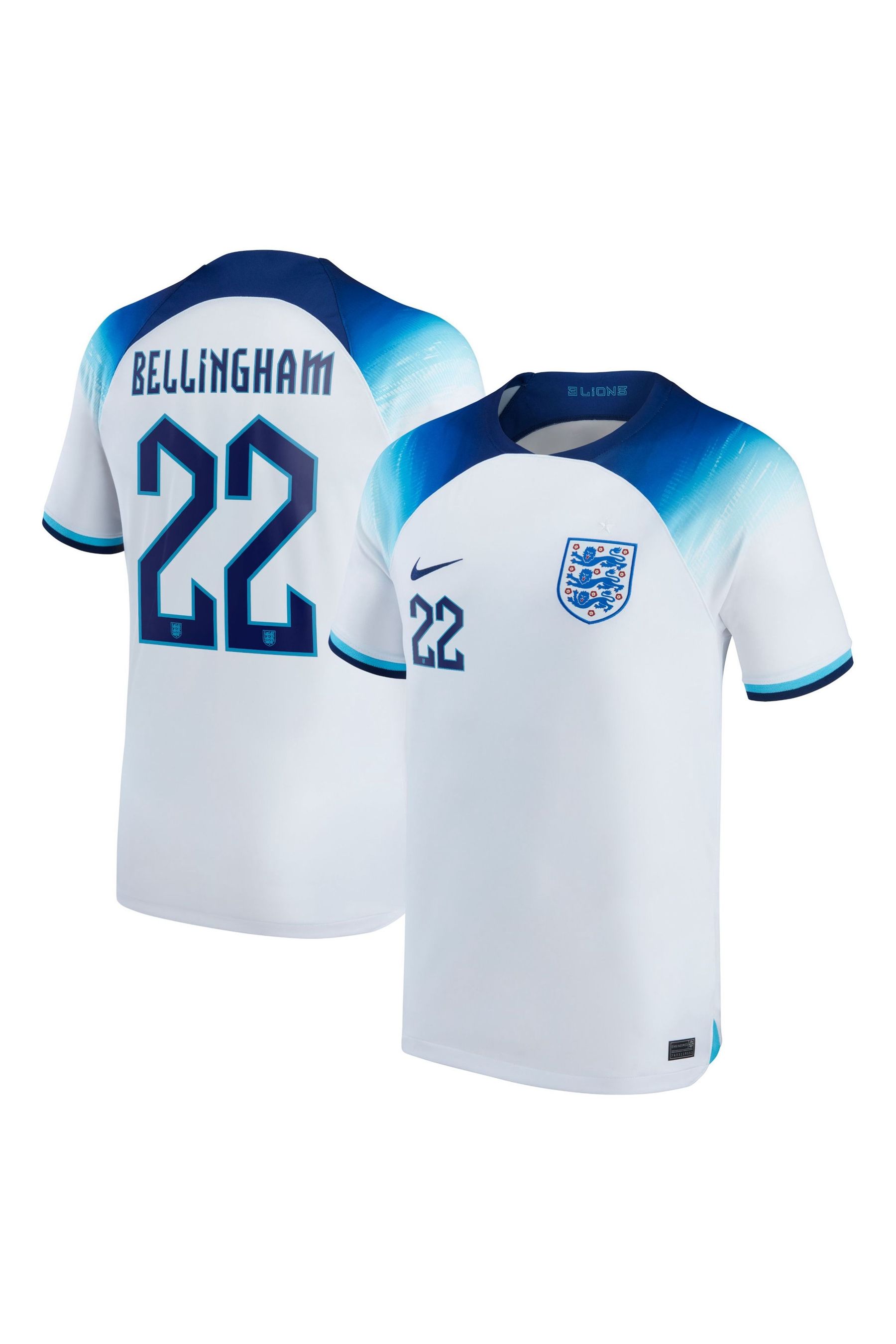 Nike White Bellingham 22 England Stadium Home Junior Football Shirt