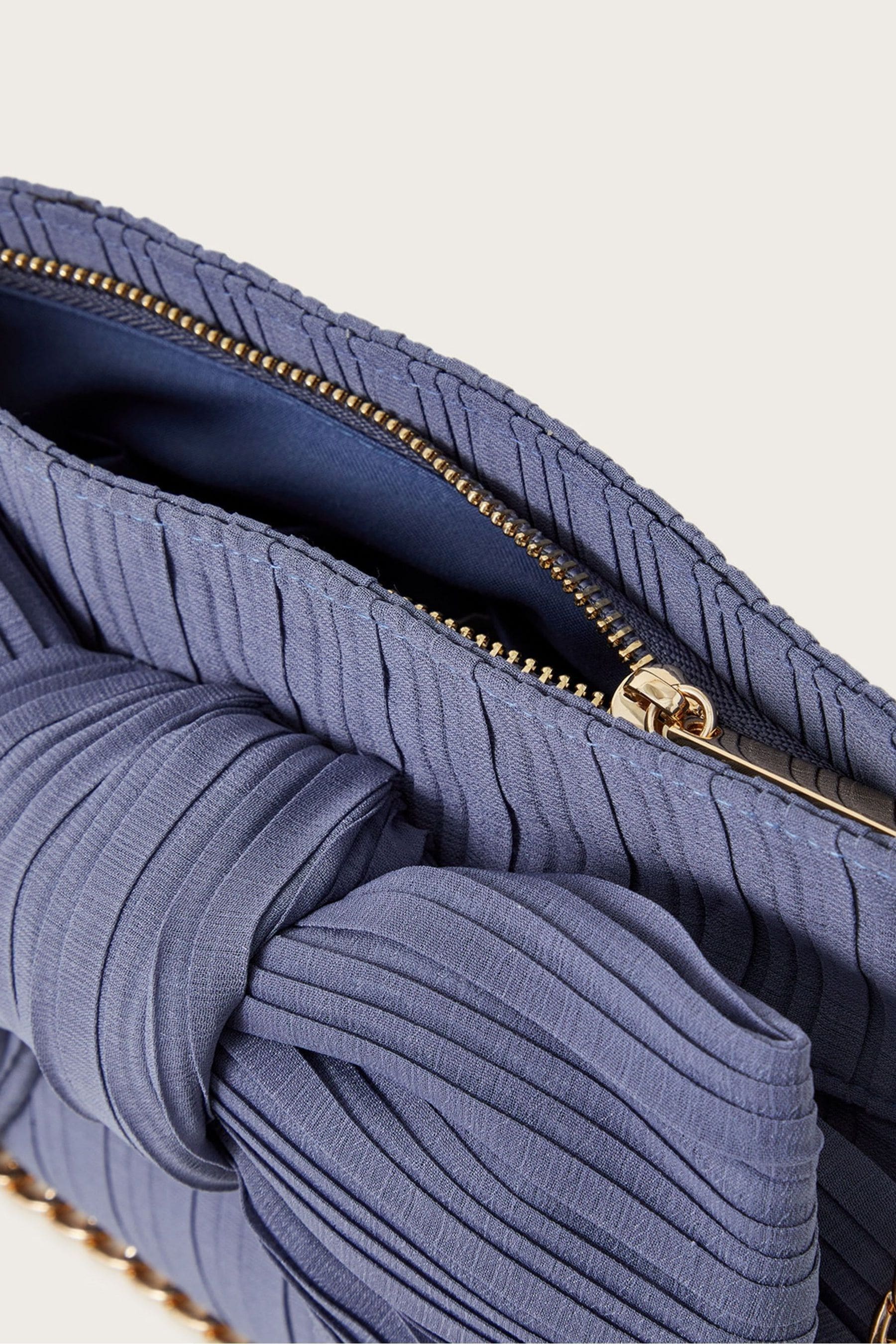 Monsoon Blue Pleated Bow Clutch Bag
