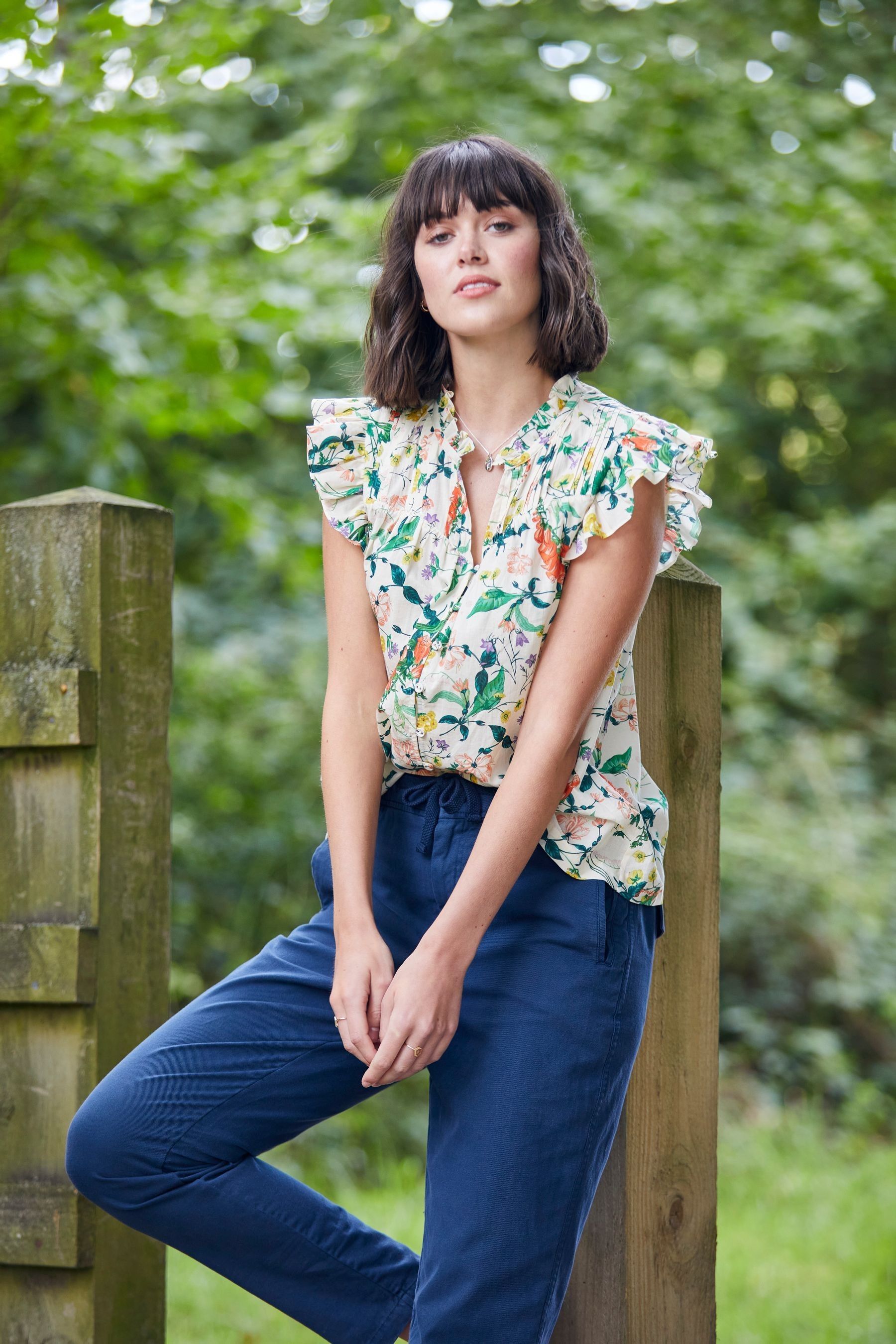 Buy FatFace Natural National Forest Hazel Floral Blouse from the