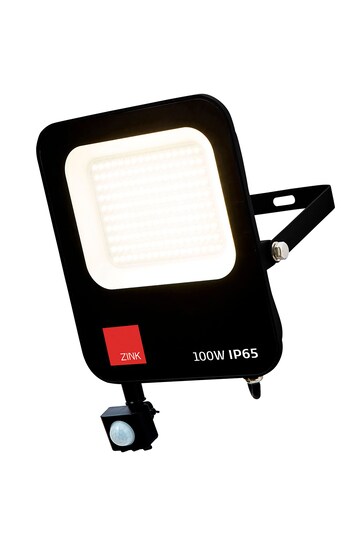 BHS Black Clara 100W LED Flood Light With PIR