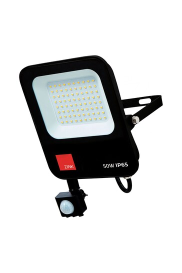 BHS Black Clara 50W LED Flood Light With PIR