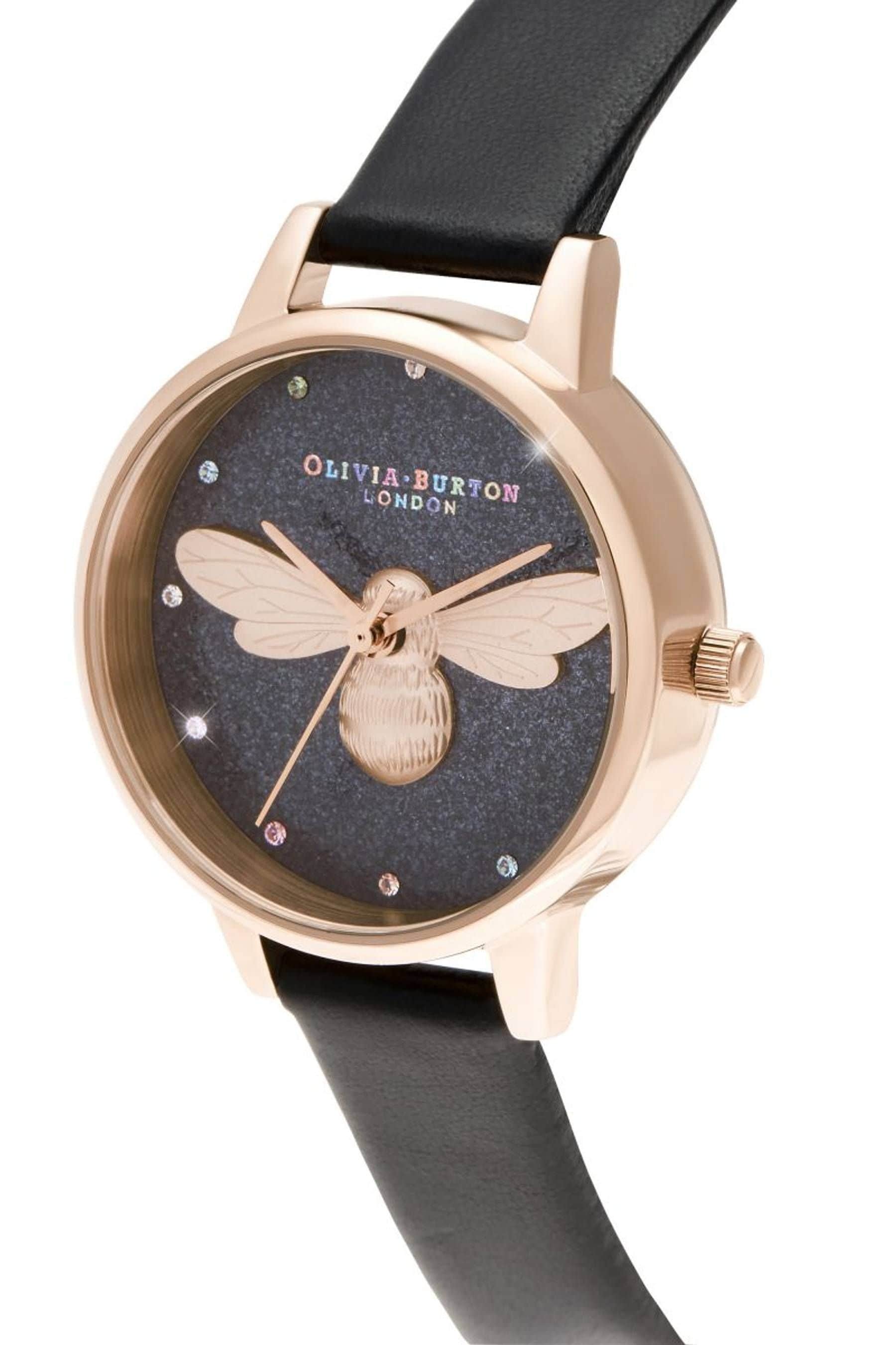 Olivia burton bee watch black cheap