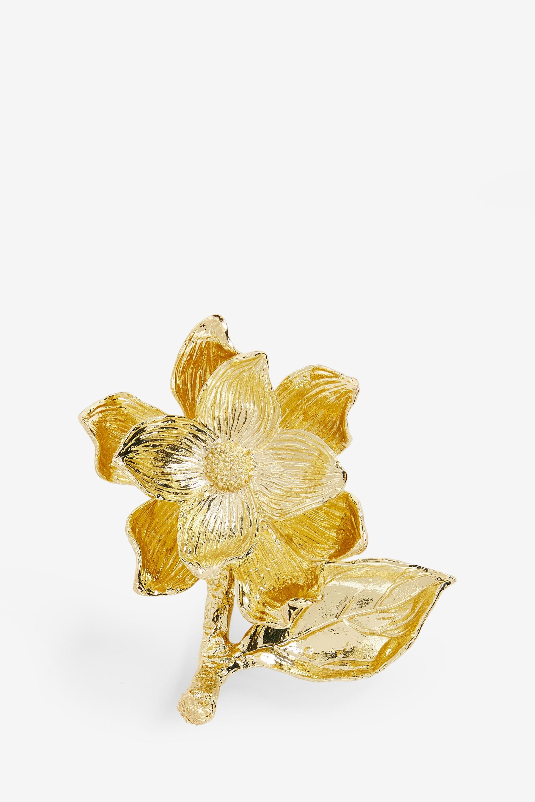 Gold Cast Metal Flower Ring Holder