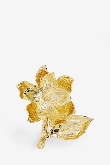 Gold Cast Metal Flower Ring Holder