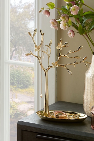 Gold Metal Flower Jewellery Tree