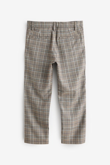 Grey/Stone Natural Formal Check Trousers (3-16yrs)