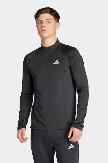 adidas Black Gym+ Training 1/4-Zip Long Sleeve Sweatshirt
