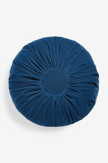 Shabby Chic by Rachel Ashwell® Navy Blue Velvet Ruffle Jewel Round Cushion