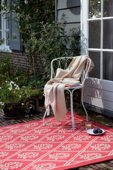 Laura Ashley Red Porchester Indoor Outdoor Rug