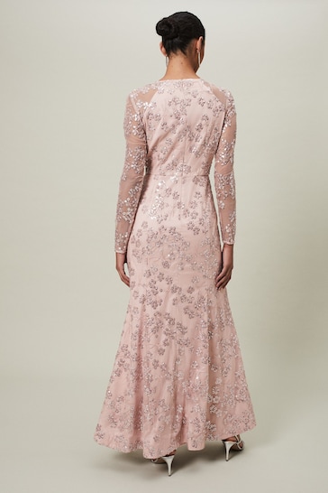 Phase Eight Pink Natalya Sequin Floral Maxi Dress