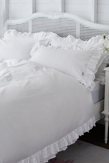 Shabby Chic by Rachel Ashwell® White Broderie Anglaise Ruffle Duvet Cover and Pillowcase Set