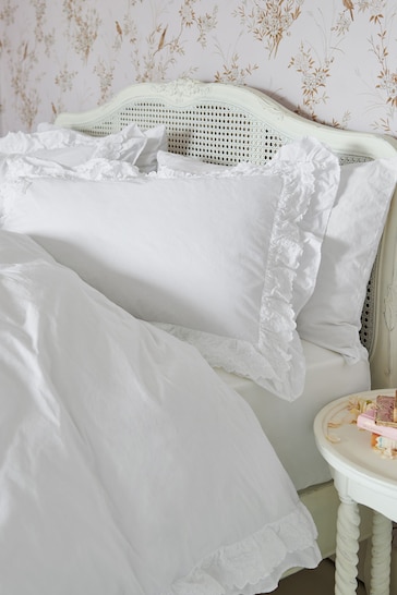 Shabby Chic by Rachel Ashwell® White Broderie Anglaise Ruffle Duvet Cover and Pillowcase Set