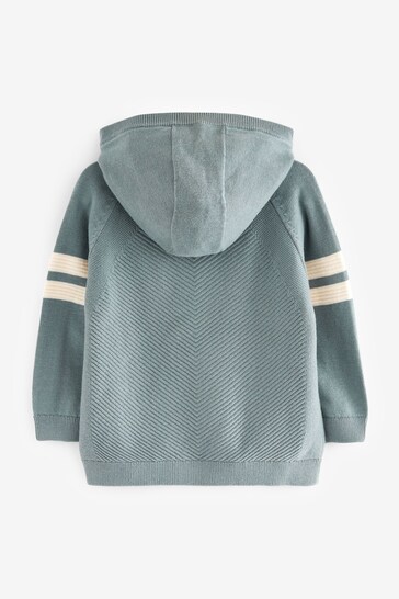 Mineral Blue Knitted Textured Hoodie (3mths-7yrs)