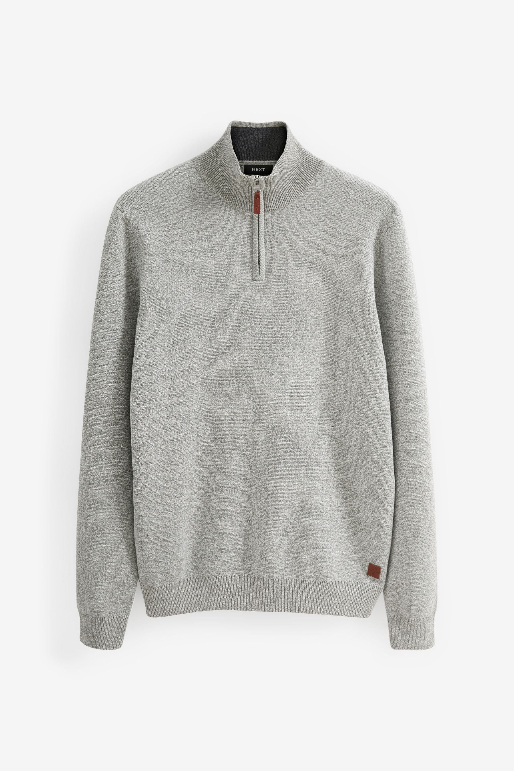 Light Grey Zip Neck Regular Cotton Premium Zip Neck Jumper
