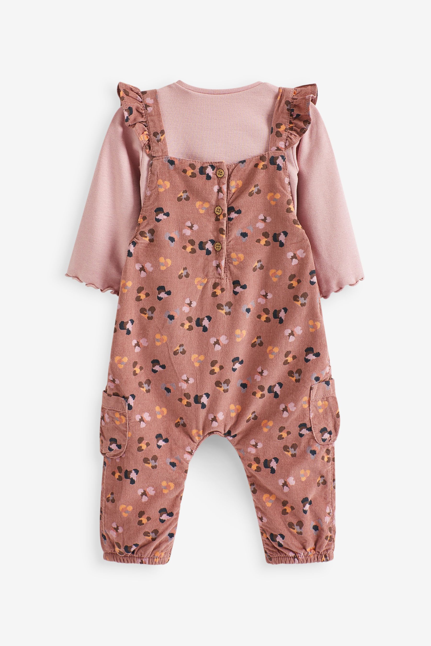 Pink Leopard Print Baby 2pc Baby Dungaree Bodysuit Set 0mths 2yrs