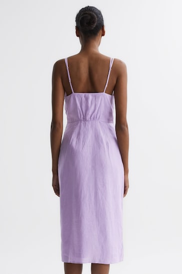 Buy Reiss Lilac Esme Linen Side Tie Midi Dress from the Next UK online shop