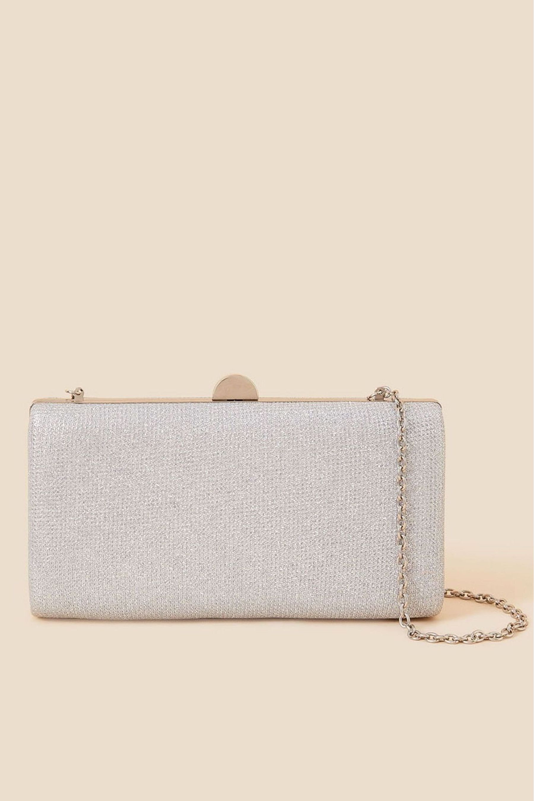 Accessorize Silver Metallic Hard case Clutch Bag