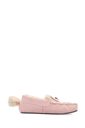 Start-Rite Pink Snuggle Bunny Suede Warm Moccasin Slippers