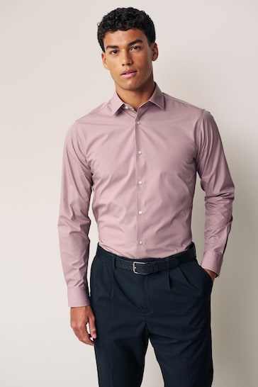 Dusky Pink Slim Fit Easy Care Single Cuff Shirt