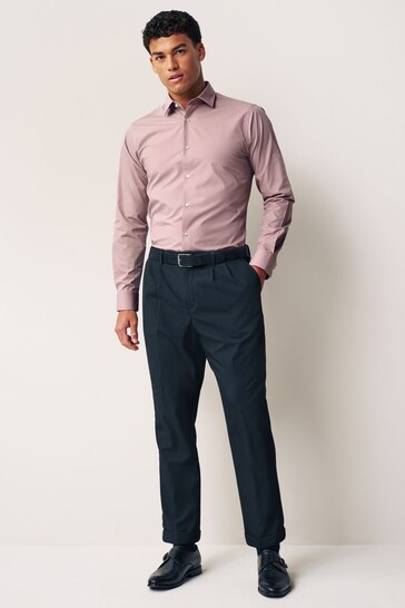 Dusky Pink Slim Fit Easy Care Single Cuff Shirt