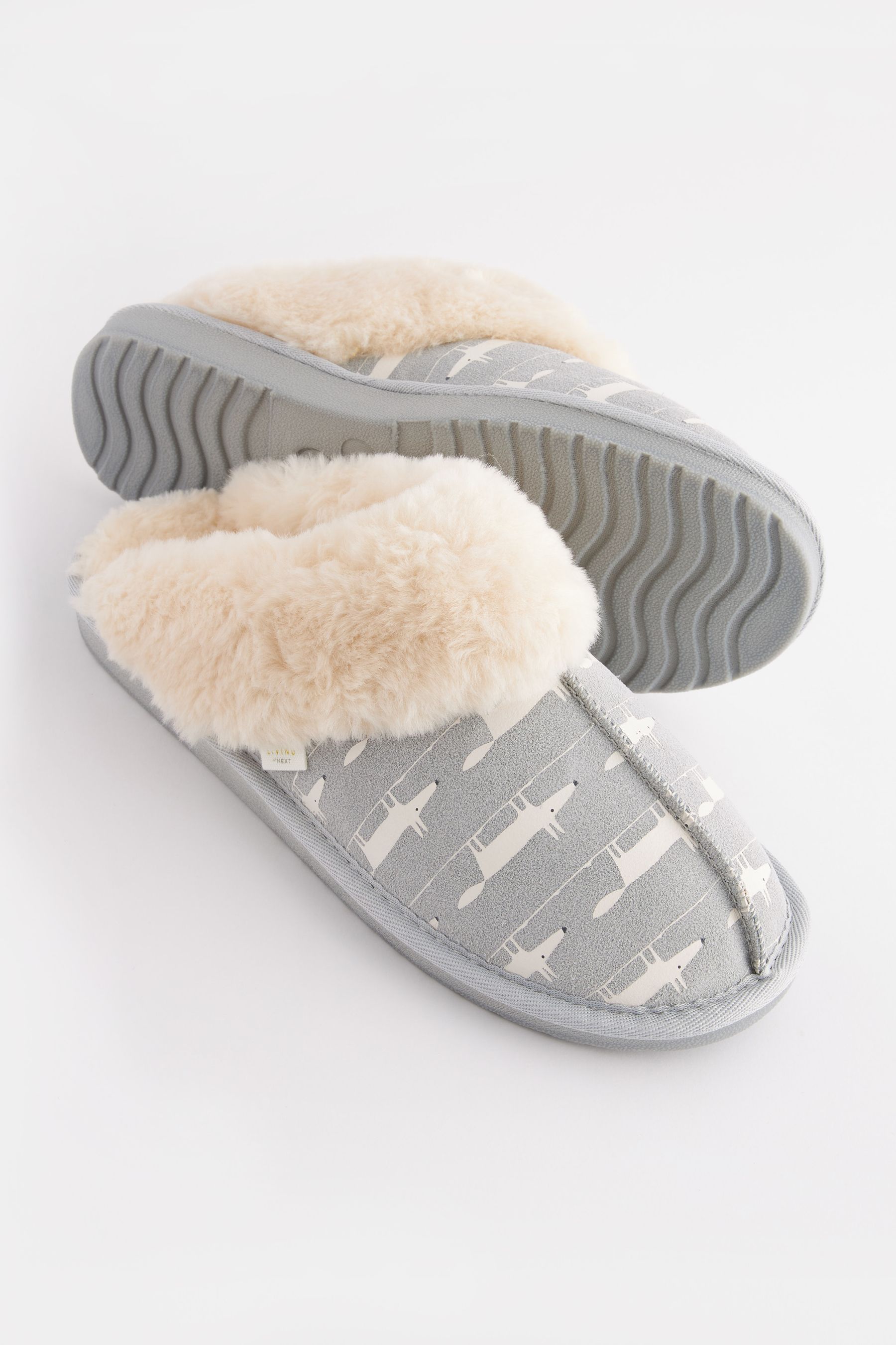 Next grey mule slippers discount