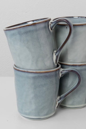 Dutch Rose Blue Green Organic Set 4 Mugs Set of 4 Gift Boxed