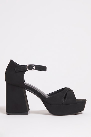 Simply Be Cross Front Platform Sandals in Wide/Extra Wide Fit