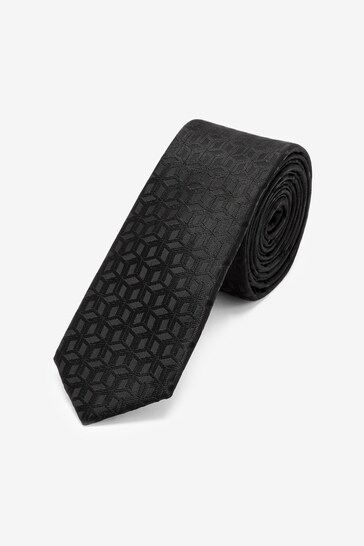 Black Geometric Skinny Pattern Tie