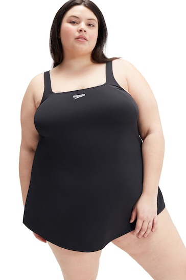 Speedo Womens Plus Size Black Swim Black Dress