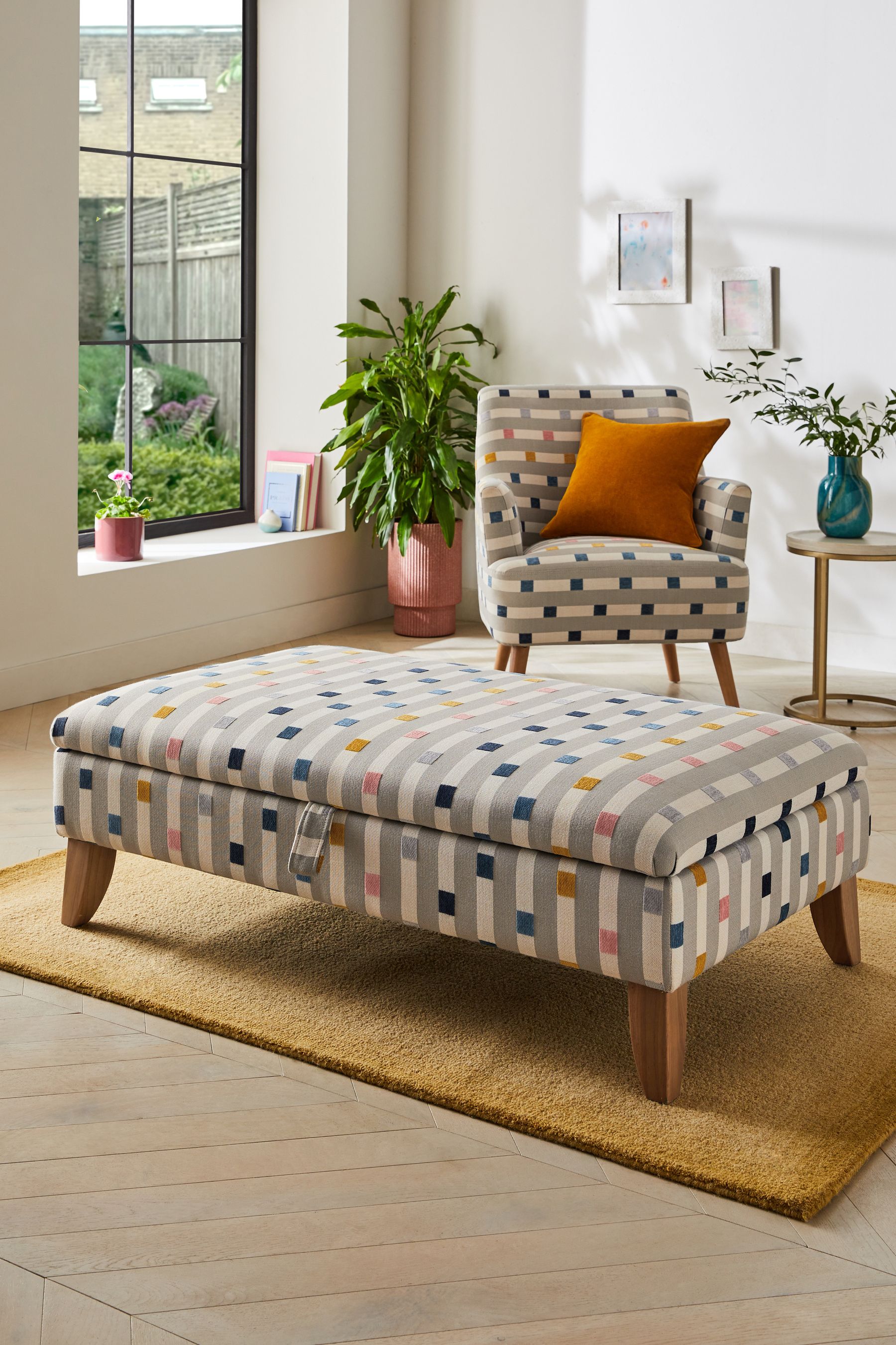 Grey sales long footstool