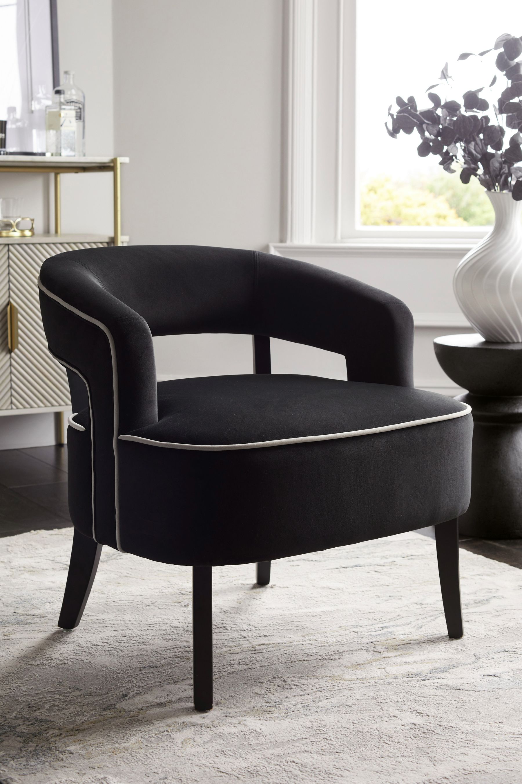Black wood shop accent chair