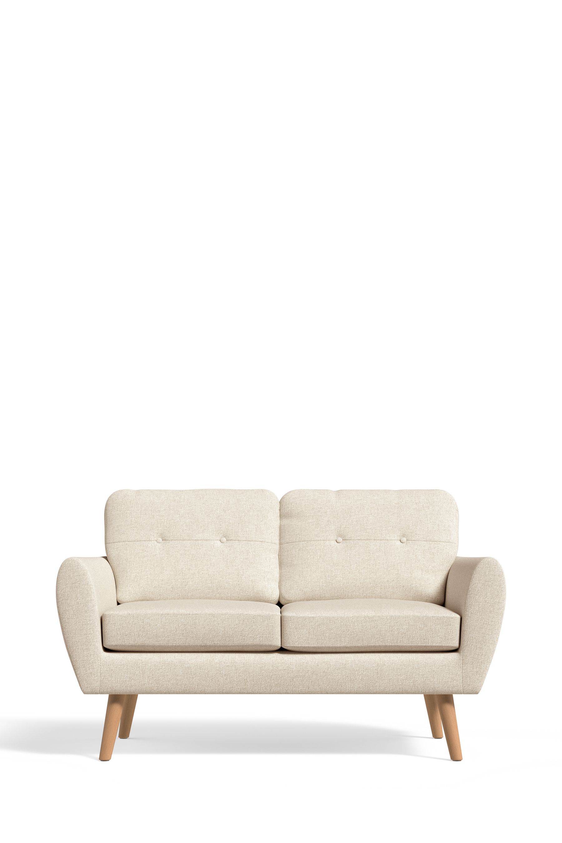 Tweedy Plain Light Natural Oak Effect Leg Wilson Compact 2 Seater Sofa In A Box