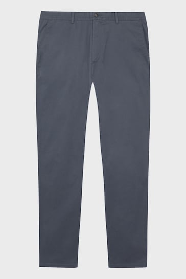 Reiss Airforce Blue Pitch Slim Fit Washed Cotton Blend Chinos