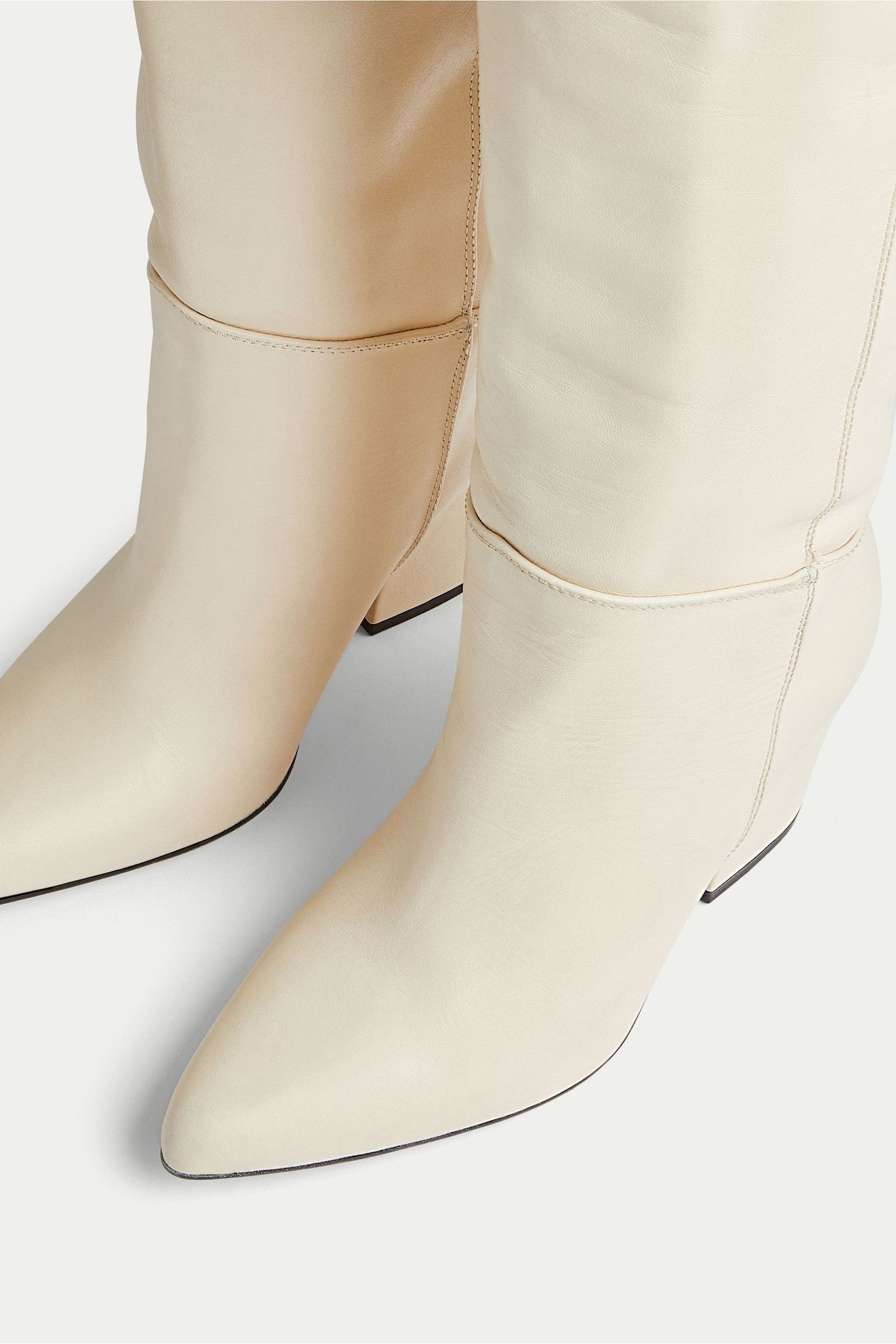 Jigsaw Cream Anika Knee Heeled Boots