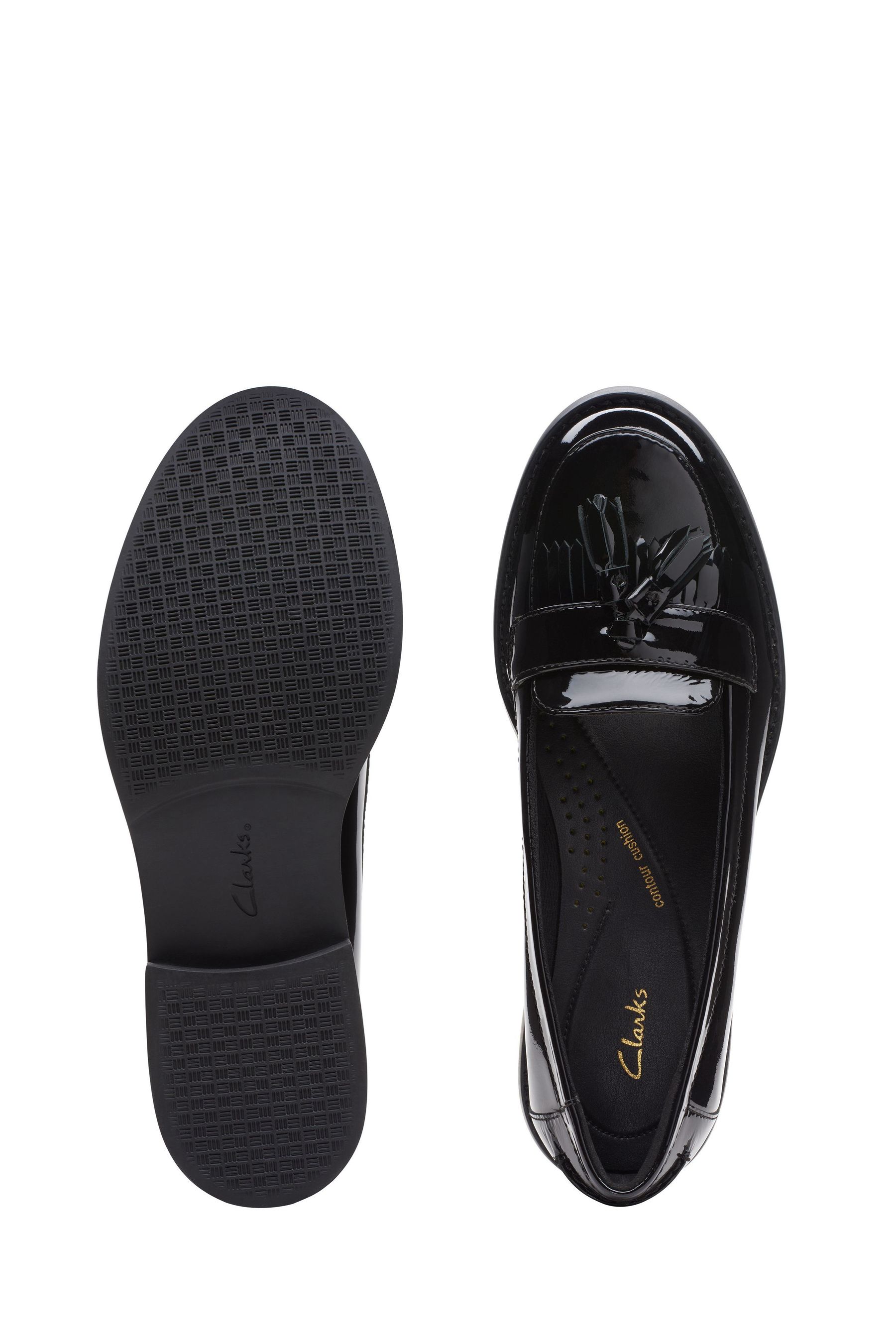 Clarks Black Standard Fit F Patent Leather Loafer Shoes