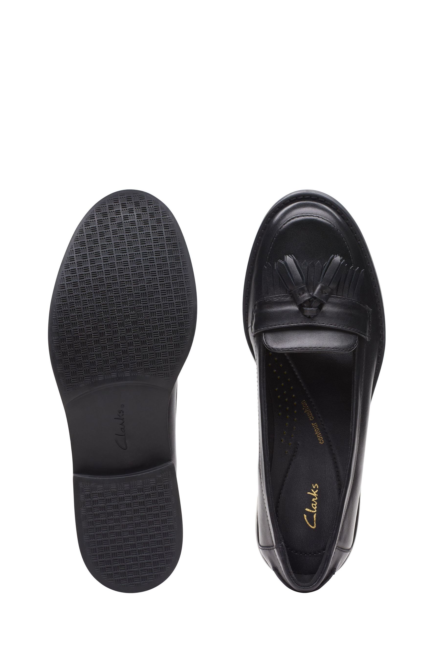 Clarks ladies black loafers hot sale