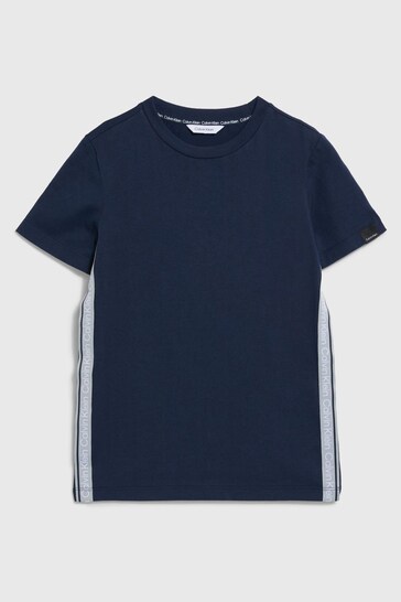Calvin Klein Boys Blue Logo Tape T-Shirt