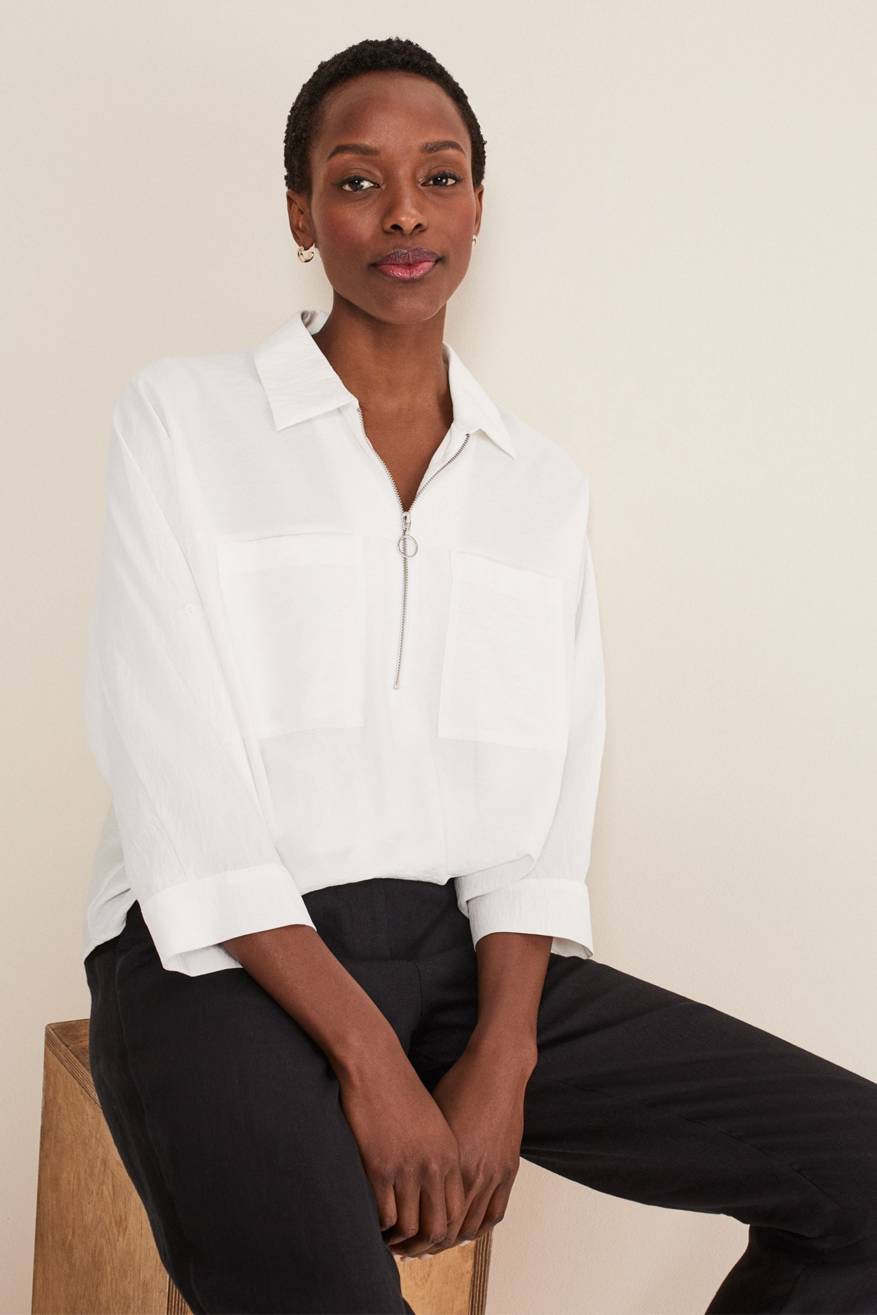 Buy Phase Eight Cynthia White Zip Front Blouse from the Next UK