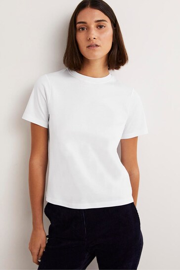 Boden White Perfect Cotton T-Shirt