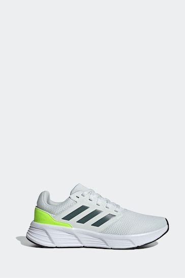 adidas White/Lime Green Galaxy 6 Trainers