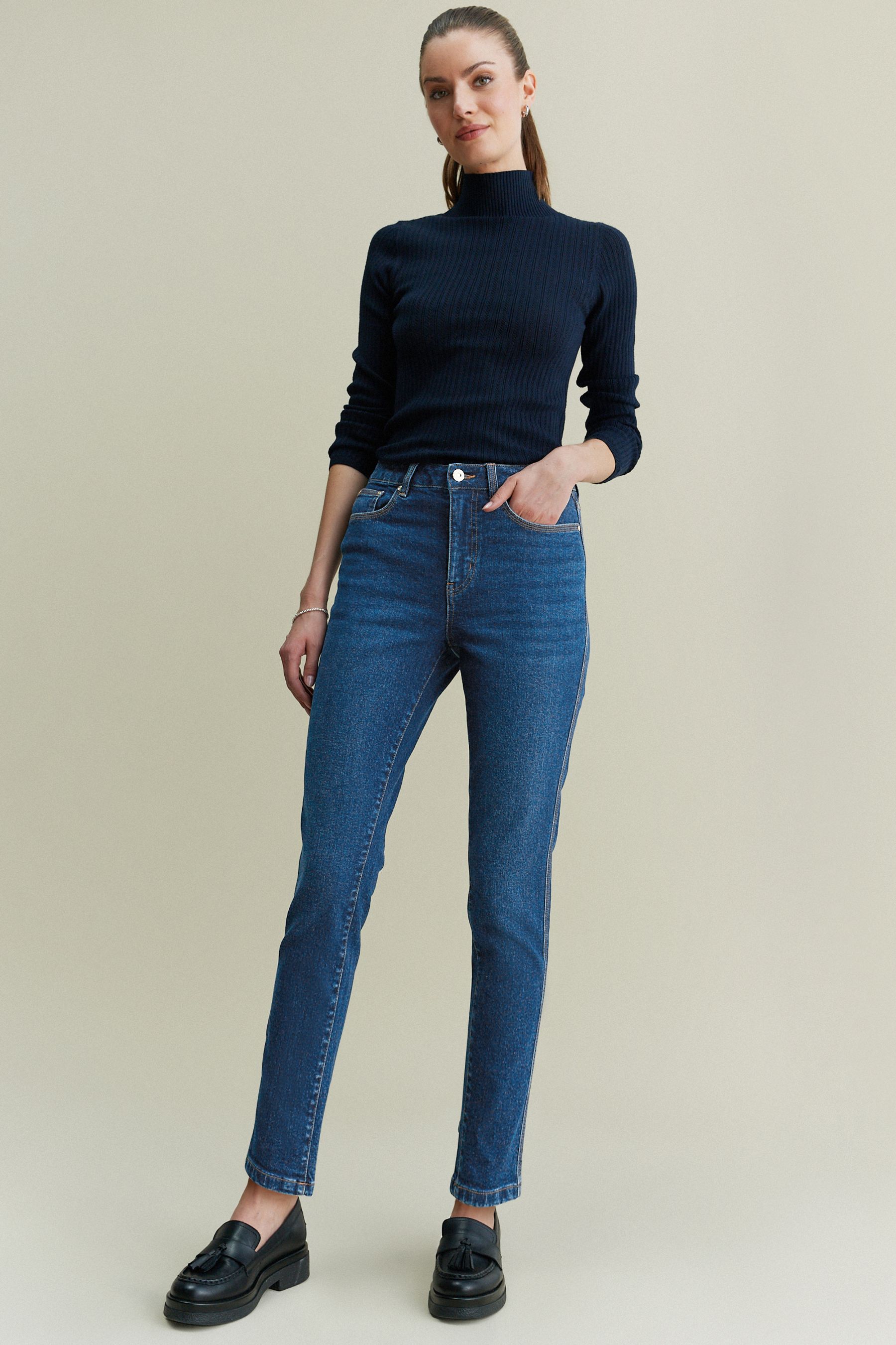 Dark blue stretch hotsell jeans