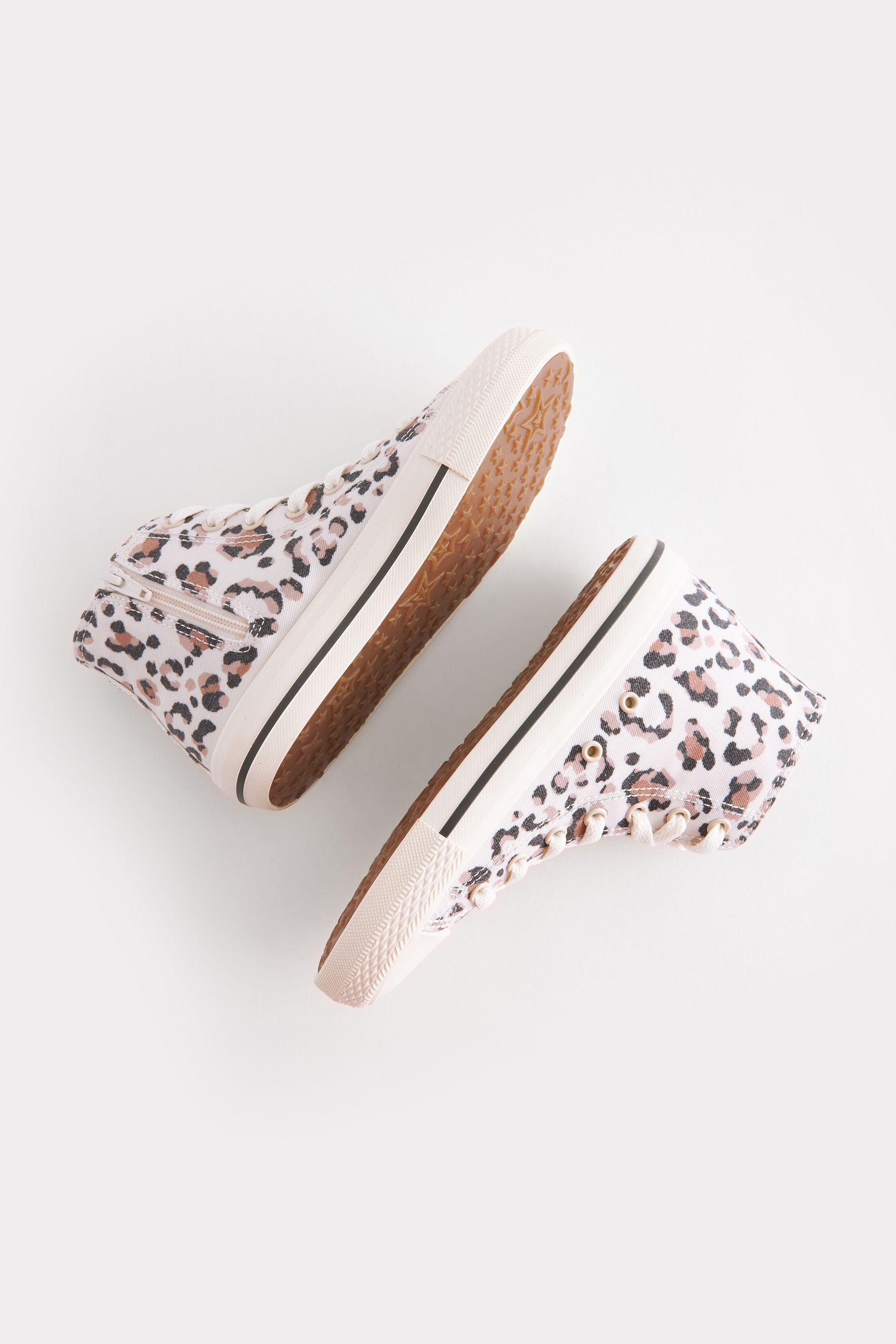 Leopard Print Standard Fit F Lace Up High Top Trainers
