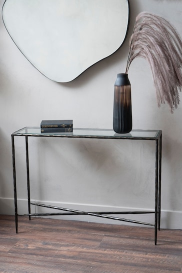 Libra Interiors Bronze Patterdale Small Glass Top Console Table