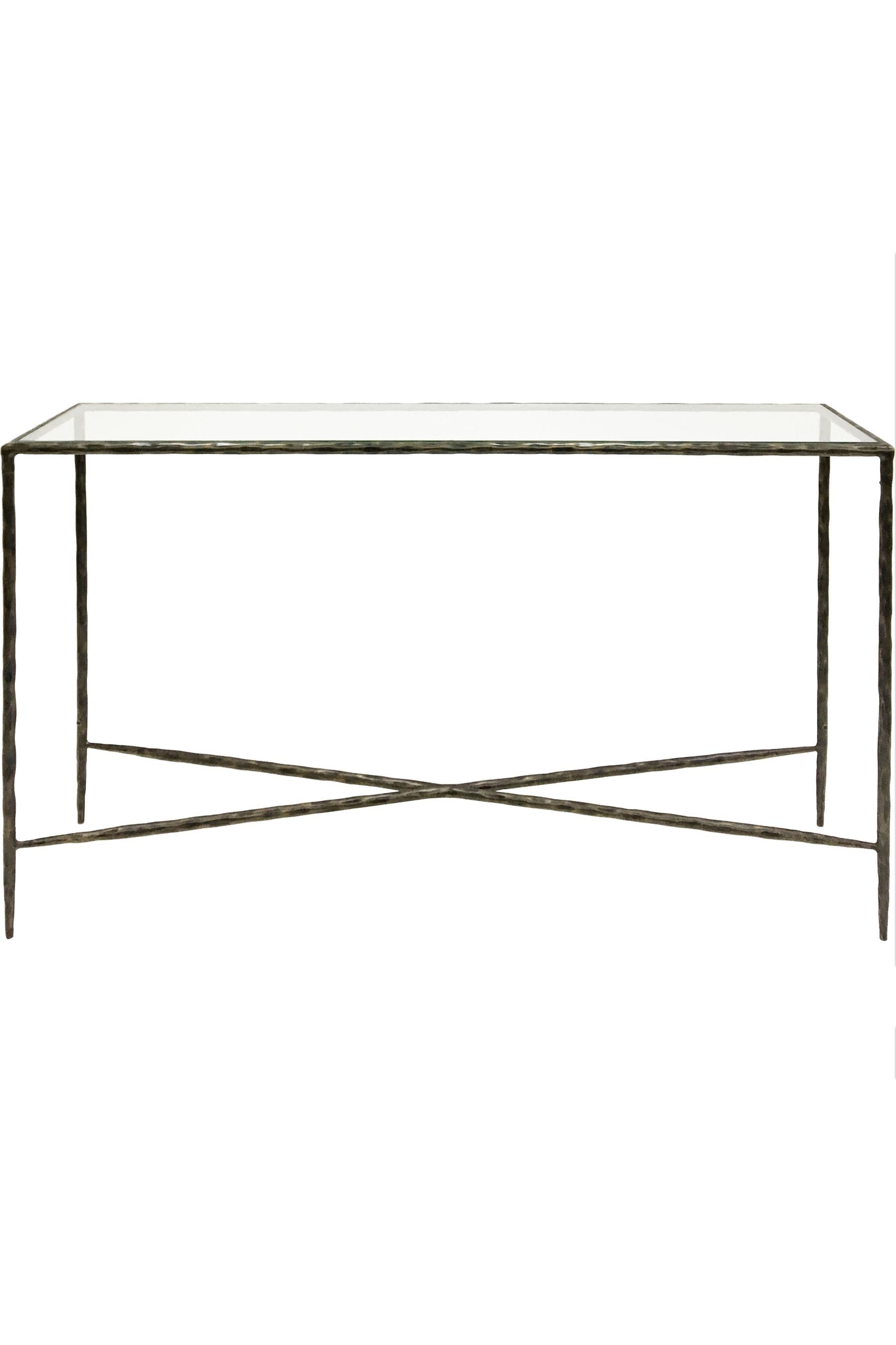 Bronze and outlet glass console table