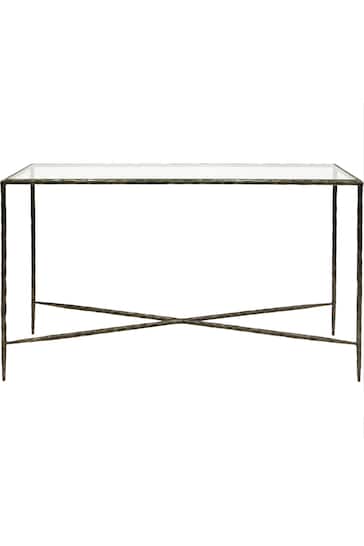 Libra Interiors Bronze Patterdale Large Glass Top Console Table