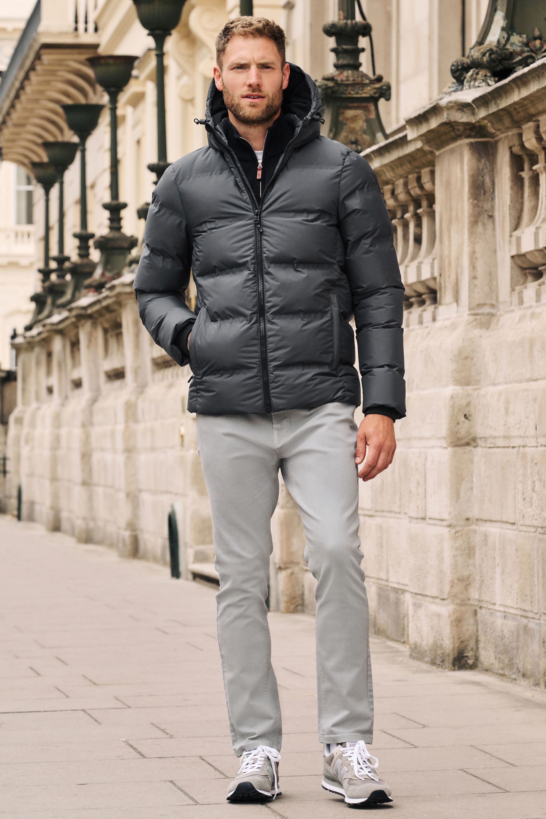 Mens grey deals hooded jacket