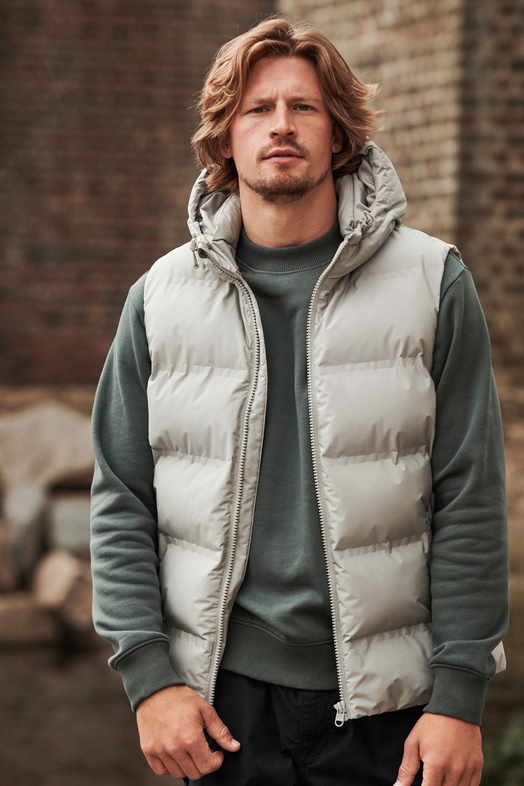 Mens puffer vest new arrivals with fur hood